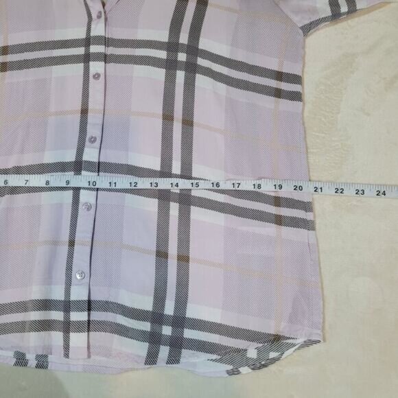Soft Joie Dane Plaid Blouse in Iris & Porcelain - Size Large - Picture 9 of 10